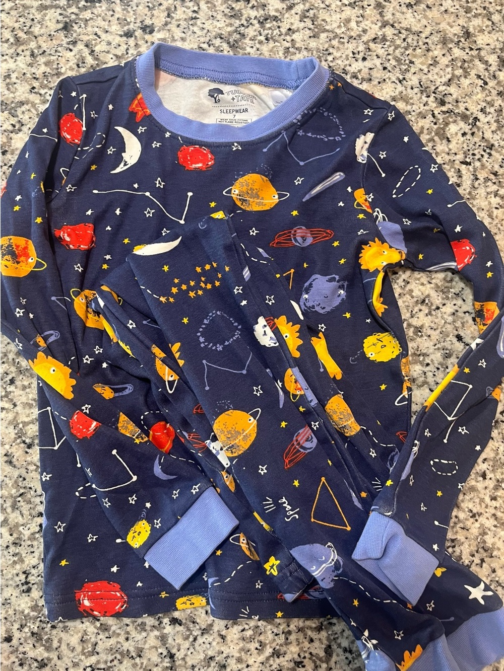 Tucker + Tate Boys Navy Space Planet Pajama Set - Yellow, Red, Light Blue